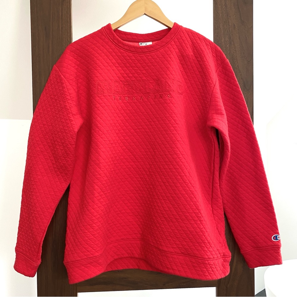 Champion University of Maryland Terps Red Quilted Sweatshirt Size M